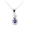 Image 2 : 0.45 ctw Blue Sapphire and Diamond Pendant with Chain - 14KT White Gold