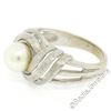 Image 2 : Vintage 14kt White Gold 6.3mm Round Pearl Solitaire Florentine Finished Open Swi