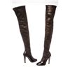 Image 2 : Chanel Black Leather Thigh-High Pearl Heel Boots Heels 38.5