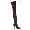 Image 6 : Chanel Black Leather Thigh-High Pearl Heel Boots Heels 38.5