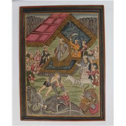 Persian Islamic Mughal Gouache Painting on Silk