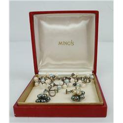 Ming's of Hawaii Sterling Pearl Earrings Bracelet