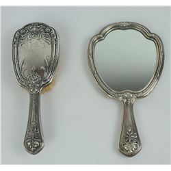 Antique Sterling Silver Vanity Brush Mirror Set