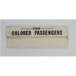 Rare Original Segregated Passenger Train Car Sign