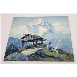 Oil on Board Swiss Alps or South America 1940