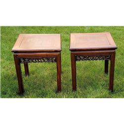 Antique Chinese Hongmu Low Table Pair Signed