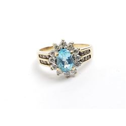10k Yellow Gold and Blue Topaz Ladies Ring