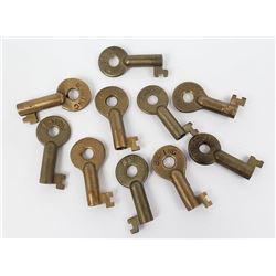 Lot of 10 Burlington Northern Railroad Keys
