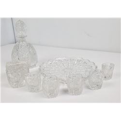 Antique Cut Glass Whiskey Decanter Set