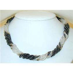 3288 14K Gold Hematite/Crystal 10 Strands Necklace