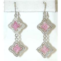 1156 David Yurman Silver Earrings w/Pink Tourmaline/Dia