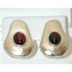 1162 ILIAS LALAOUNIS Silver Clip-on Earrings w/Garnet