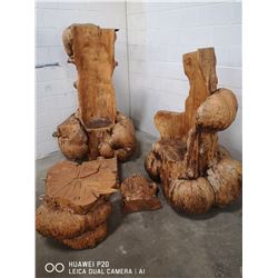 BURL GRAND ENTRY 2 THRONE SET COMPLETE WITH FOOT