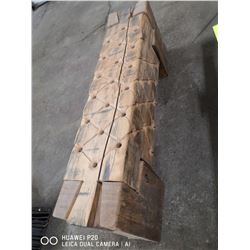HAND CRAFTED QUILTED FINISH FIR WOOD BENCH.