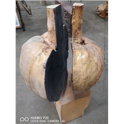 LIGHTENING SPLIT BURL ART PIECE ON FIR WOOD BASE