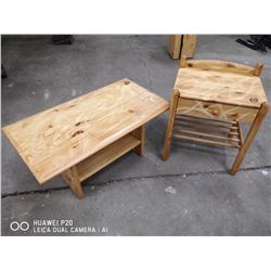 CUSTOM ARTICULATED COFFEE TABLE AND END TABLE.