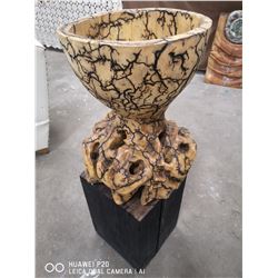 LICHTENBERG FRACTAL BURNT CHALICE ON FIR WOOD BASE