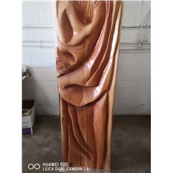 "WOODEN DRAPES" A HAND CARVED RED CEDAR ART PIECE