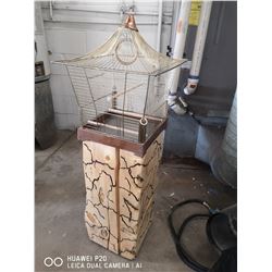 VINTAGE BIRD CAGE ON A LICHTENBERG FRACTAL BURNT