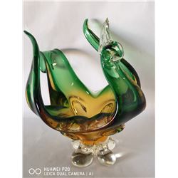 MID CENTURY MODERN CHALET GLASS PEACOCK