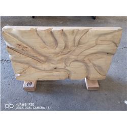POPLAR HAND CARVED "FABRIC ROUCHE" STYLE ART