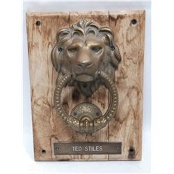 BRASS LION HEAD DOOR KNOCKER "TED STILES" PRESERVE