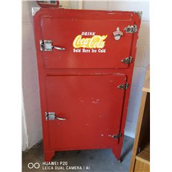 VINTAGE COCA-COLA ICE FRIDGE 27" X 18" X 52"