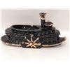 Image 1 : MID CENTURY MODERN BLACK AND GOLD CERAMIC BOAT