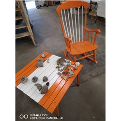 MID CENTURY MODERN ORANGE AND WHITE ROCKING