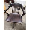 Image 1 : VINTAGE WOOD DESK CHAIR ON CASTERS 34" TALL