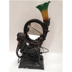 BRONZED LADY AND CHILD LAMP WITH MIRROR