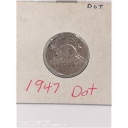1947 CANADIAN DOT NICKEL.