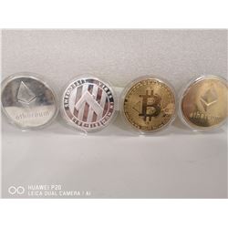 LOT OF 4 COLLECTIBLE CRYPTOCURRENCY TOKENS INCL.