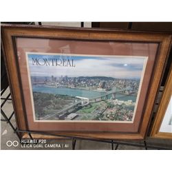 FRAMED MONTREAL SKYLINE PRINT. 23" X 19"