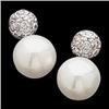 Image 1 : 14k Earrings PEARL w  DIAMONDS! Stunning! #1169536