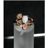 Image 1 : Estate Natural Opal Rose Green Yellow Gold Ring#1170038
