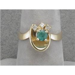 14K emerald & diamond ring #1180980