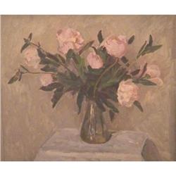 OLD RUSSIAN PAINTING ROMANTIC ROSES B. Rapoport#1181014