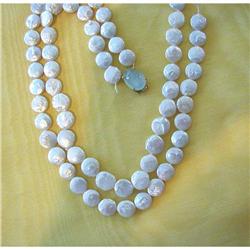 VINTAGE AQUAMARINE/14K CLASP on COIN PEARLS #1181033