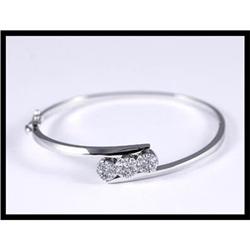 Unique 14K White Gold Diamond Bangle #1181045
