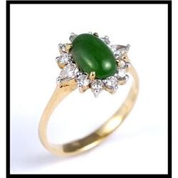 EXCELLENT JADE AND DIAMOND RING #1181049