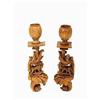 Image 1 : 2 Old Chinese Export Boxwood Fu Lion Candle #1181140