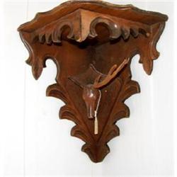 Shelf Deer  Elk Head Corner Carved Wood Antique#1181236