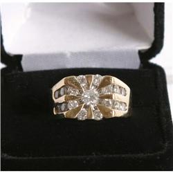 Estate Mens Diamond Solitaire 14kt Gold Ring #1181251
