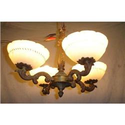 All casted bronze and alabaster chandelier #1181261