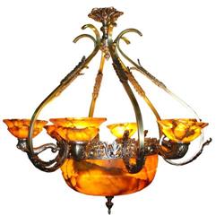 Five tulips alabaster stone chandelier #1181270