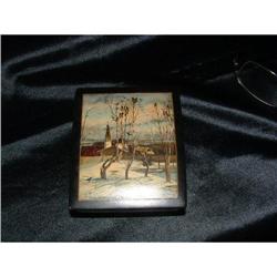 Wonderful Antique Russian Paper Mache Box #1181317