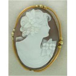 Vintage Shell Portrait Signed Cameo #1193994