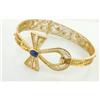 Image 1 : Vintage 22k Yellow Gold Filigree Bangle Lapis #1194019