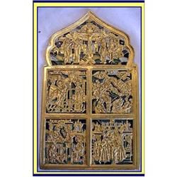 ANTIQUE RUSSIAN GILDED CLOISONNE ENAMEL ICON #1194636